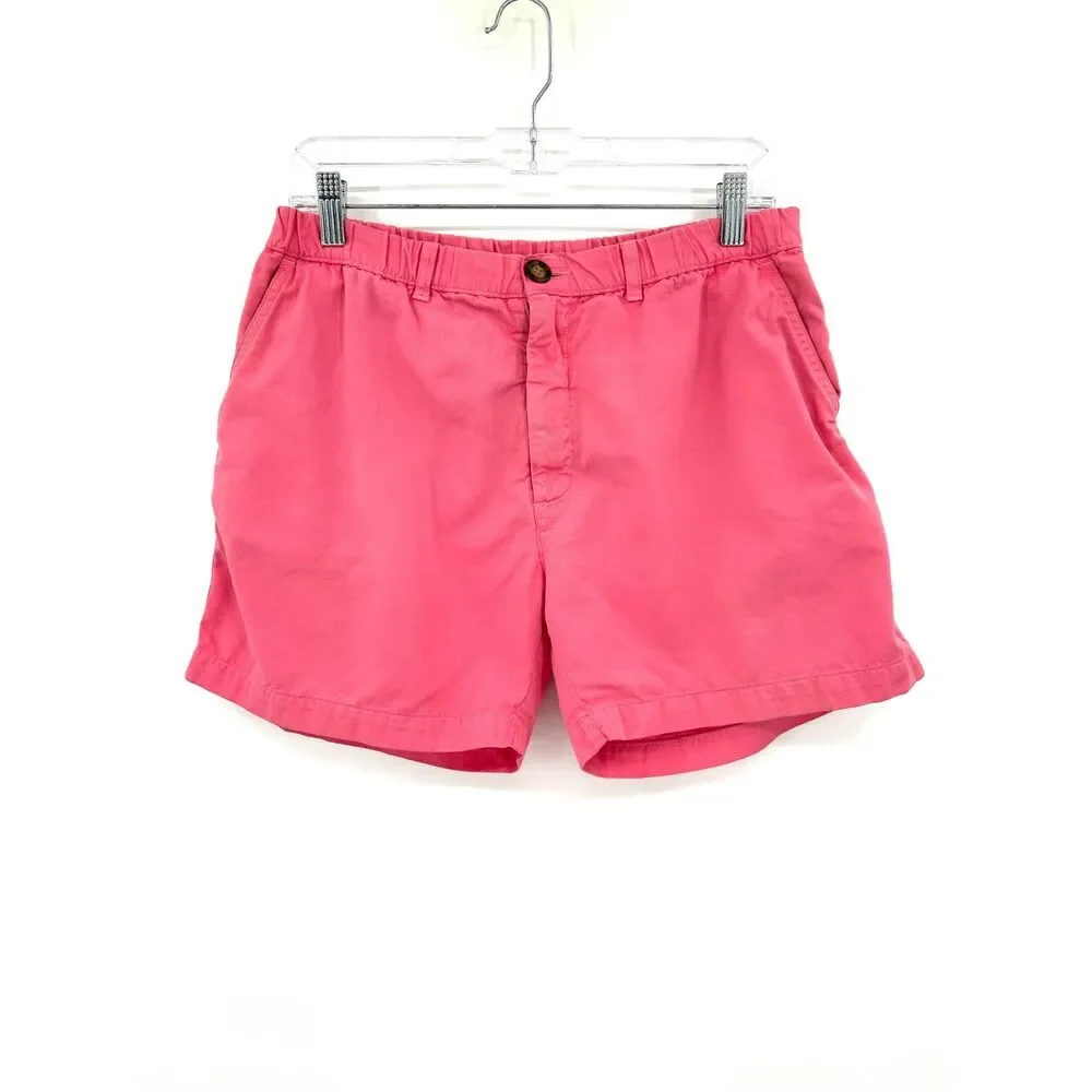 CHUBBIES Mens Pink Coral Elastic Waist Cotton Chino Shorts 5